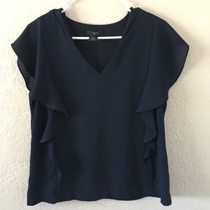 Ann Taylor | Blue Ruffle Sleeve Blouse
